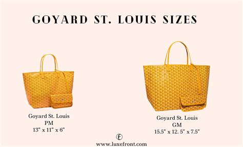 goyard tote sizes|goyard st louis size comparison.